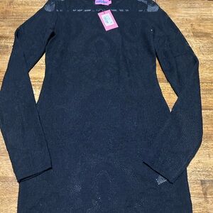 Edikted Black Long Sleeve Mesh Dress